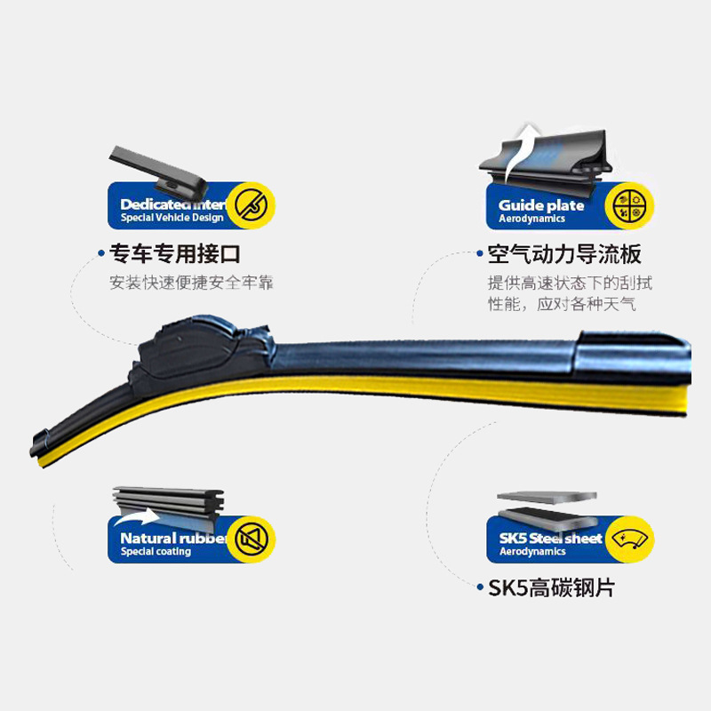 Frameless Windshield Wiper Blade Set for DEEPAL L07 S05 S07 Natural Rubber - Image 2
