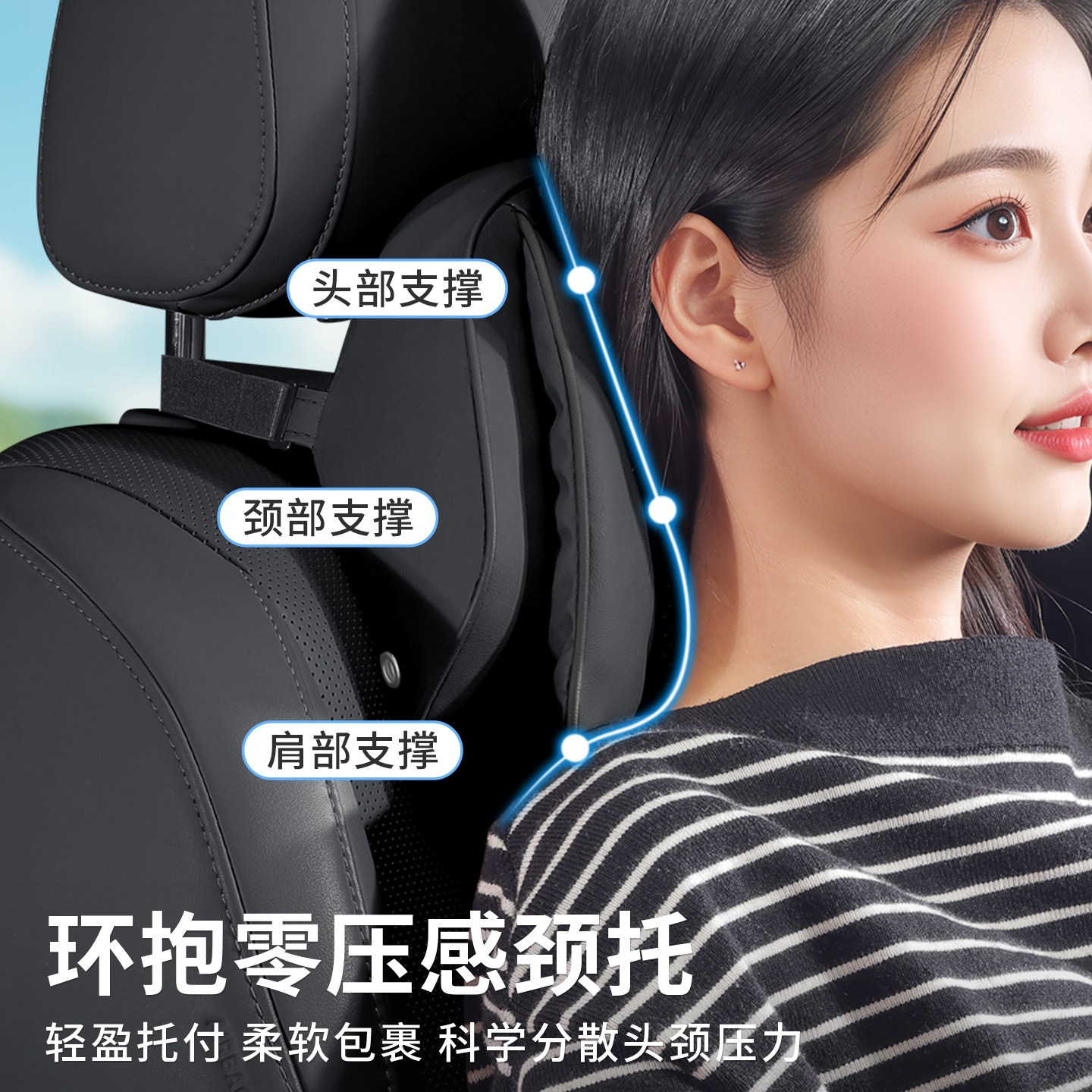 Car Neck Headrest and Lumbar Support Set Nappa Leather Surface for Changan CS75 CS55 PLUS Eado UNI-K Oshan Series - Image 4