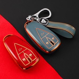 TPU Golden Edge Key Case with 5-Button Cover for CHANGAN CS75 PLUS, CS55 PLUS, CS35, Eado, and UNI-T