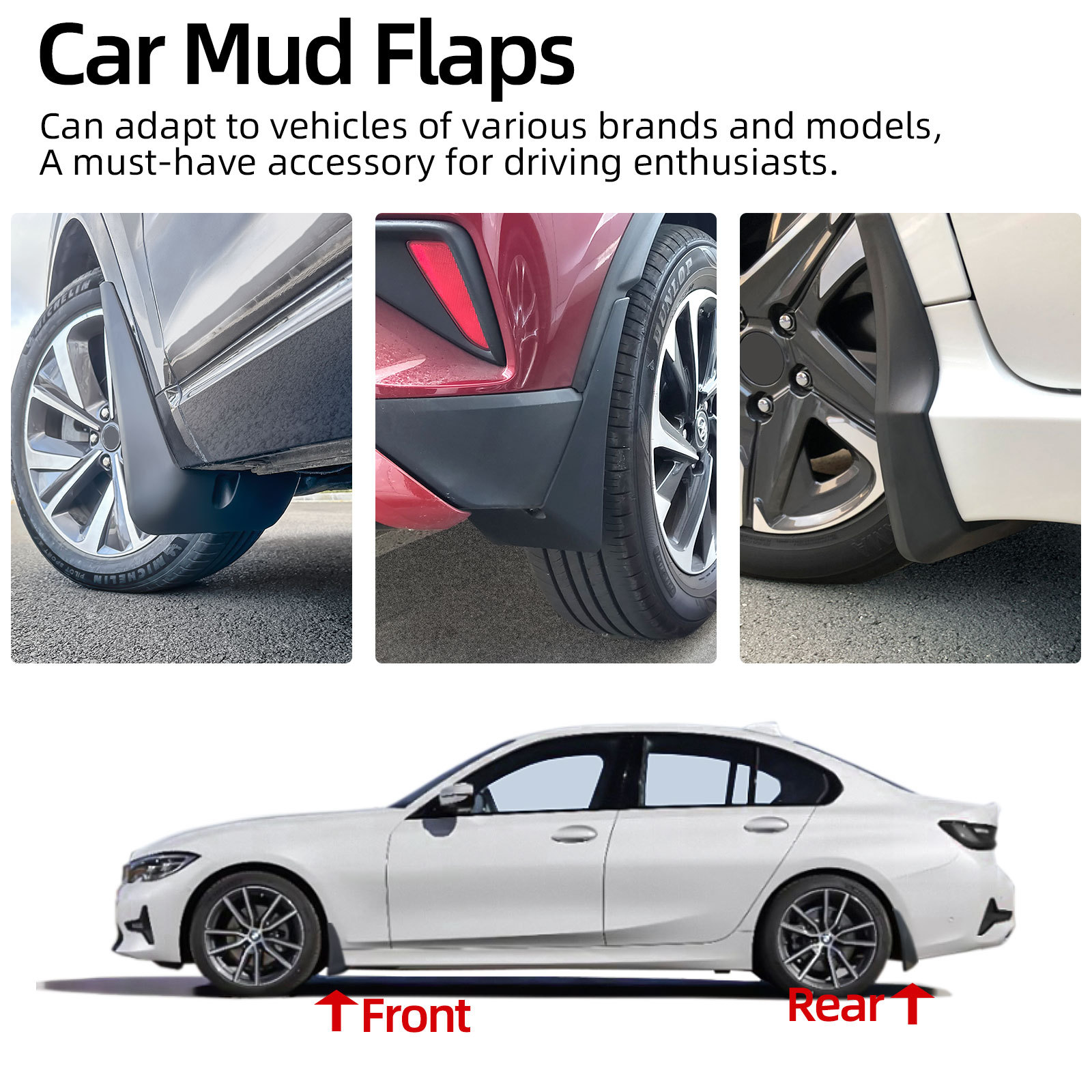 Front and Rear Wheel Mudguards for CHANGAN UNI-K 2021-2024 - Soft PP Plastic Splash Guards - Image 3