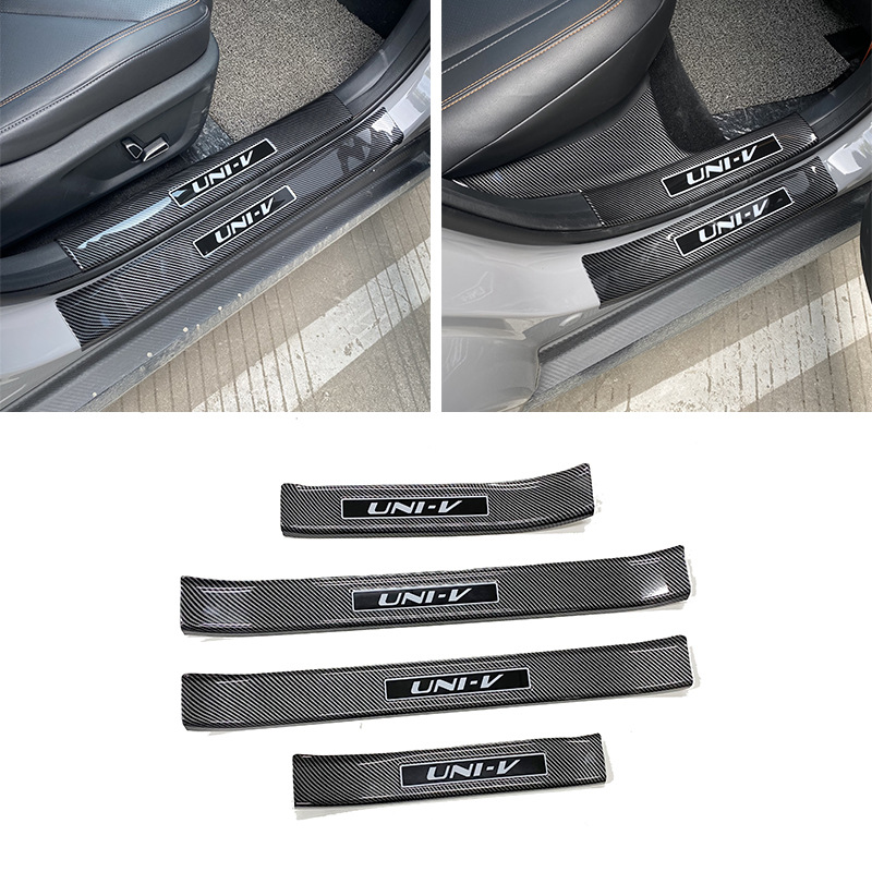 Interior Door Sill Guard Scuff Plate Carbon Fiber Print for 2022 CHANGAN UNI-V - Image 5