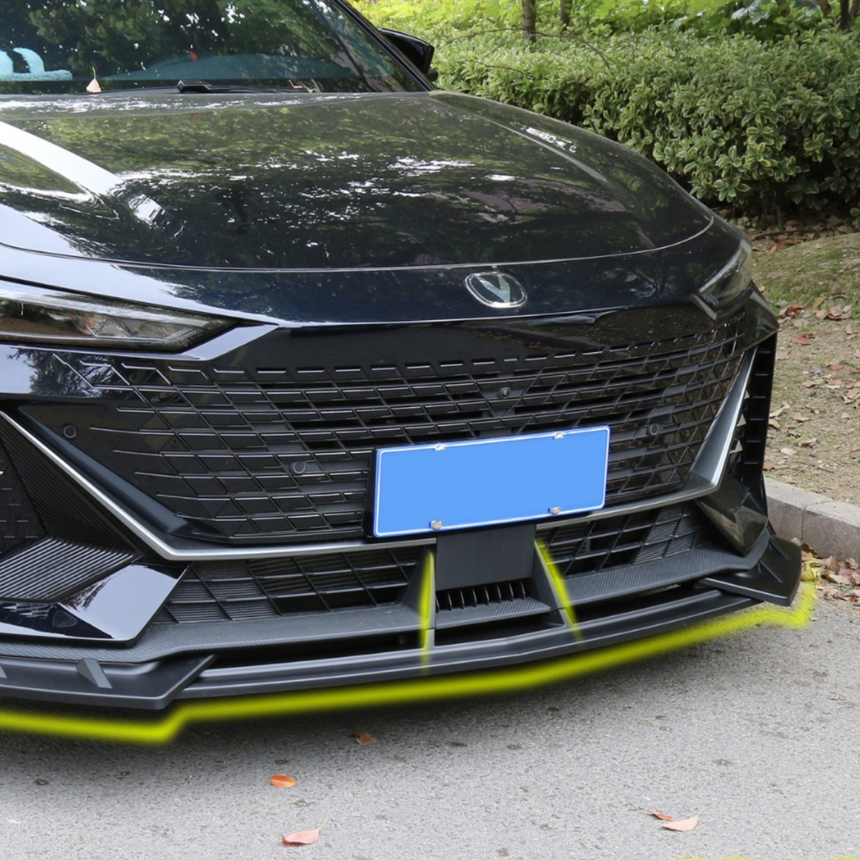 Front Bumper Lip Spoiler and Corner Splitters for CHANGAN UNI-V, Carbon Fiber Pattern - Image 2