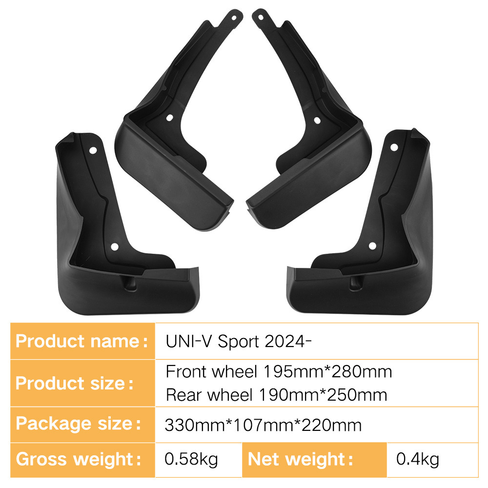 Front and Rear Mudguard Set for CHANGAN UNI-V Sport 2024 Black Splash Guards - Image 2