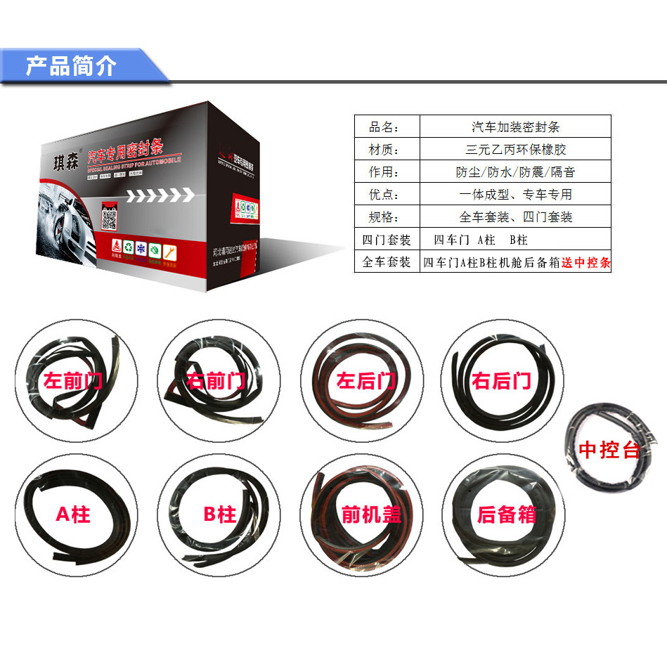 Car Door Dustproof and Soundproof Sealing Strip Set for Changan Lumin, CS35, CS75, and Deepal Models - Image 3