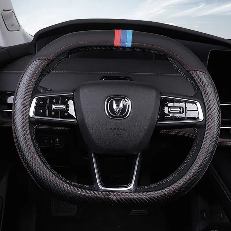 Custom Steering Wheel Cover Breathable D-Shape Leather for CHANGAN UNI-K 2021 - Image 4