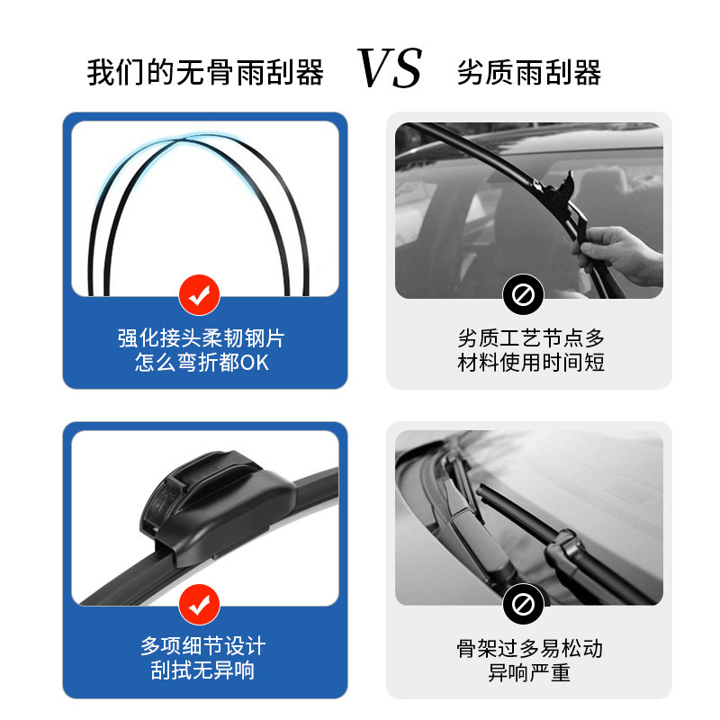 Frameless Windshield Wiper Blade Set Natural Rubber for DEEPAL SL03 2022-2023 - Image 2
