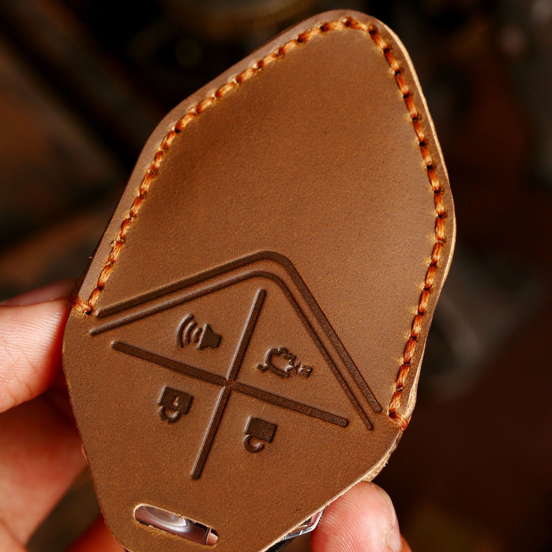 Genuine Leather Smart Key Case Cover with Buckle for DEEPAL SL03, CHANGAN UNI-K/T/V, and CS75 PLUS - Image 4