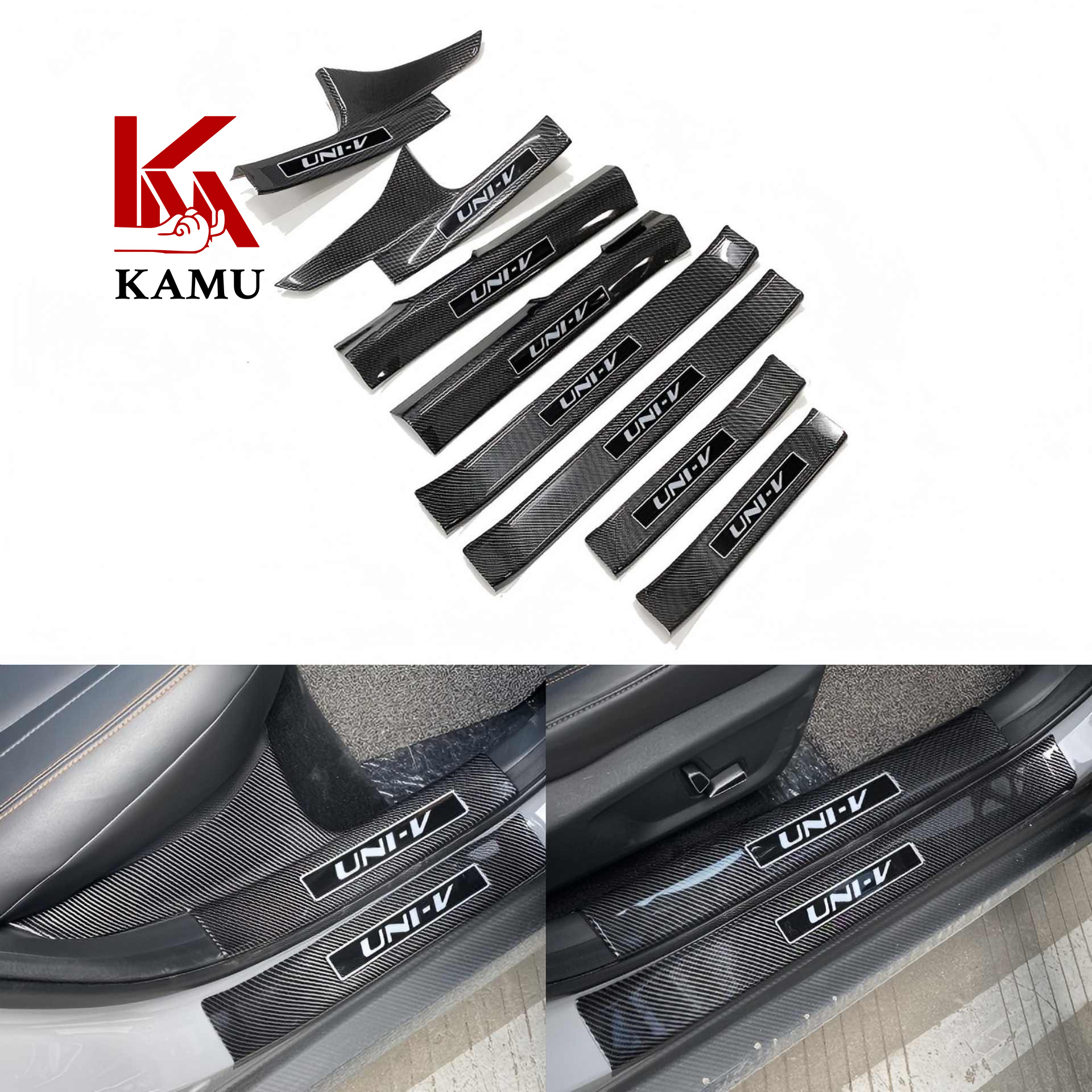 Outer Door Sill Protectors Carbon Fiber Pattern ABS Scuff Plates for CHANGAN UNI-V - Image 2