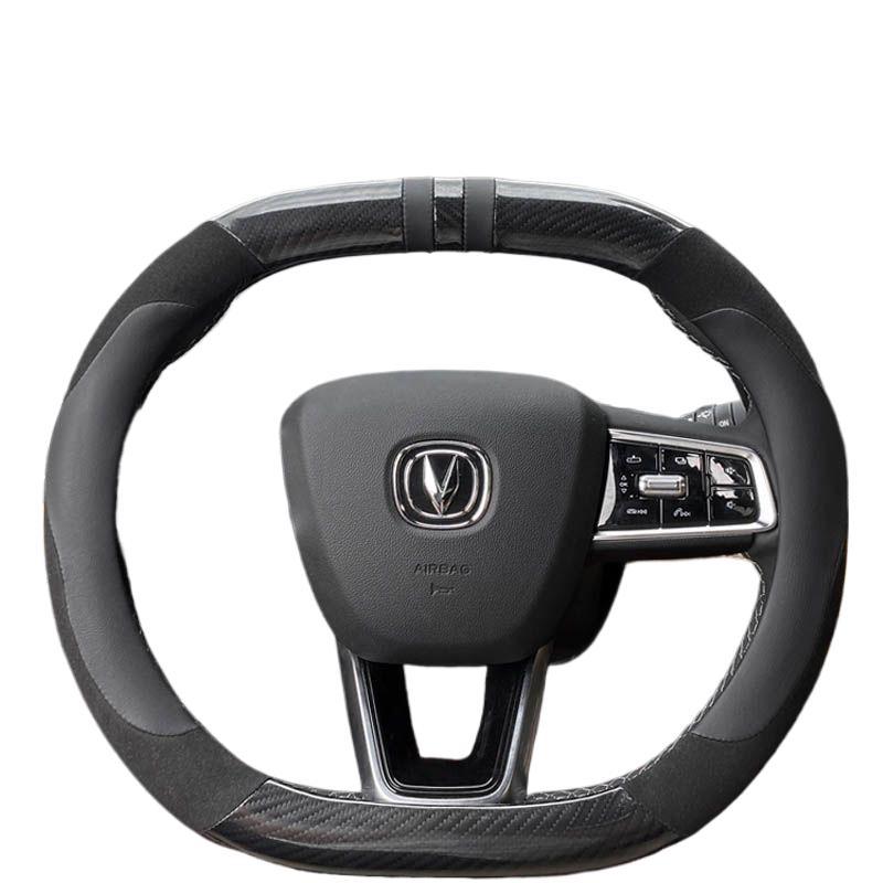 Custom Steering Wheel Cover Breathable D-Shape Leather for CHANGAN UNI-K 2021 - Image 5