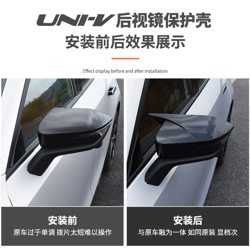 Carbon Fiber Pattern Horn Rearview Mirror Cover Caps for CHANGAN UNI-V - Image 3
