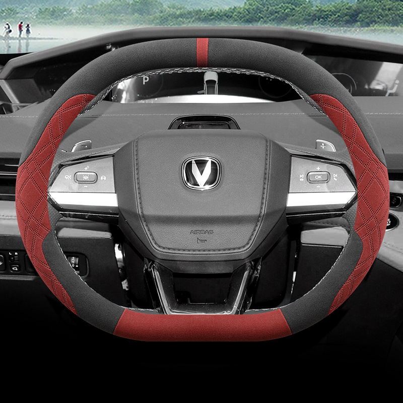 Custom Alcantara-Style D-Shape Carbon Fiber Texture Steering Wheel Cover for CHANGAN UNI-K/V CS55 PLUS - Image 3