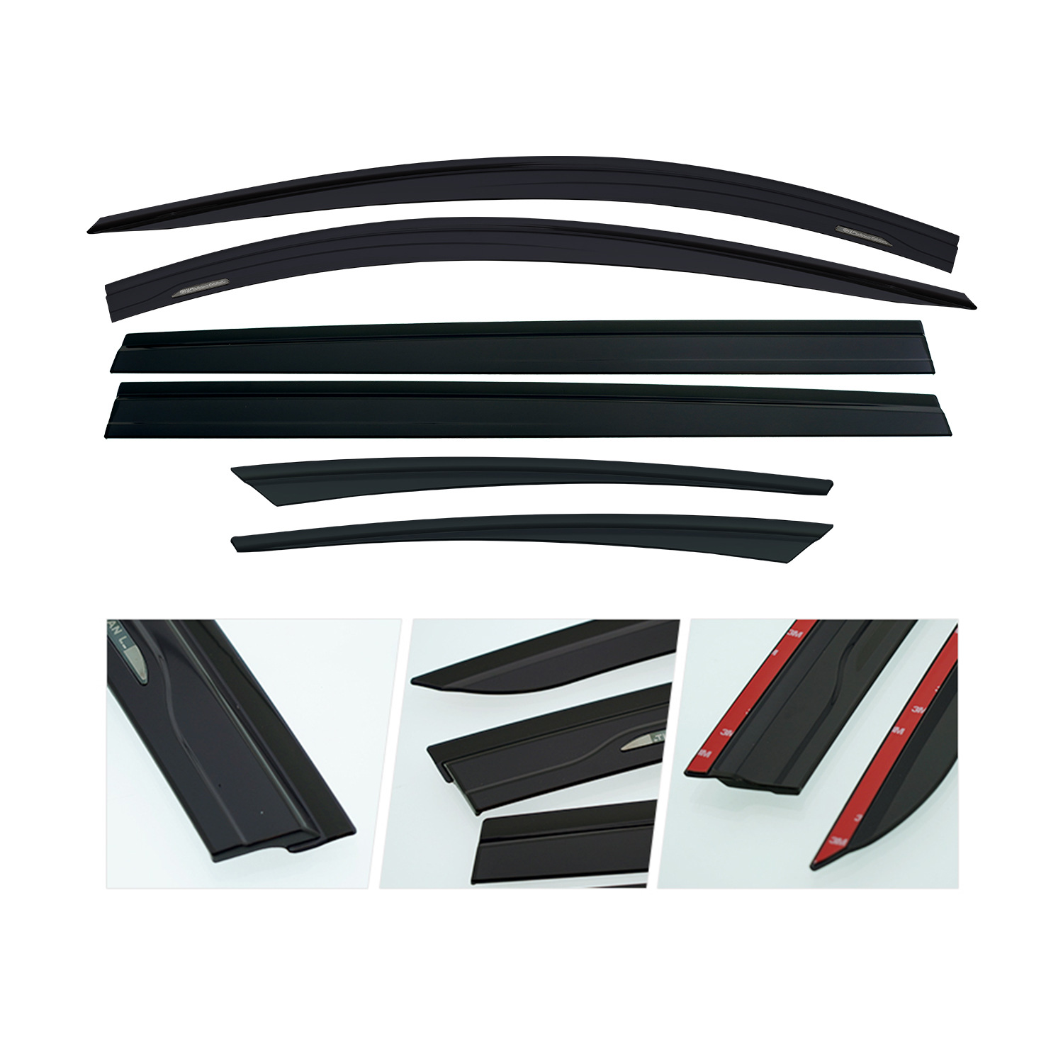 Window Visors Rain Guard Set for CHANGAN UNI-K (2021-Present) with Stainless Steel Trim, 6-Piece Set - Image 3