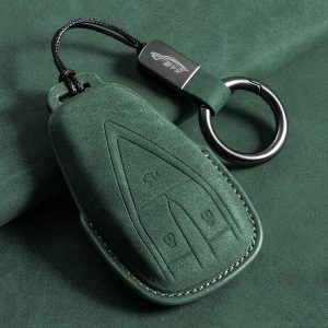 Suede Leather Style Key Cover Shell and Buckle for CHANGAN CS75 PLUS CS55 Eado UNI-K UNI-T