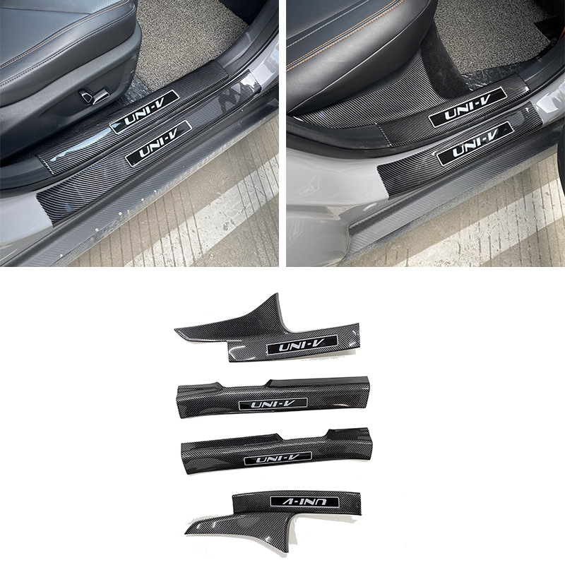Interior Door Sill Guard Scuff Plate Carbon Fiber Print for 2022 CHANGAN UNI-V - Image 4