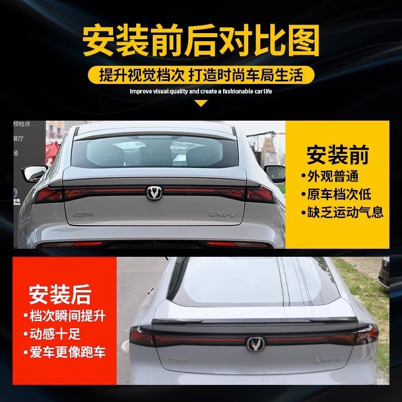 Blade Style Rear Wing Spoiler ABS for CHANGAN UNI-V Roof Trim Unpainted - Image 3
