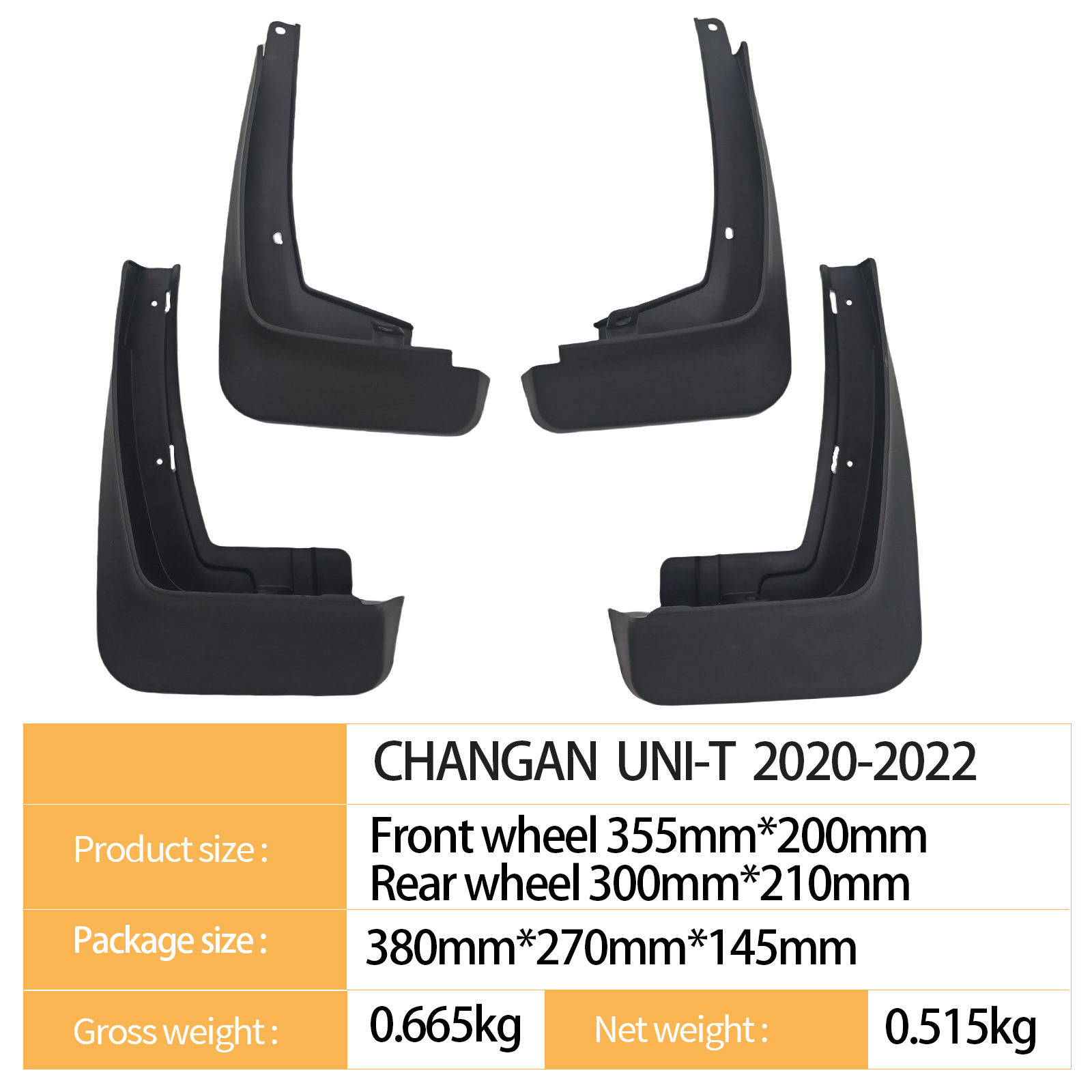 Front and Rear Car Mud Guards Set for CHANGAN UNI-T 2020-2022 - Image 2