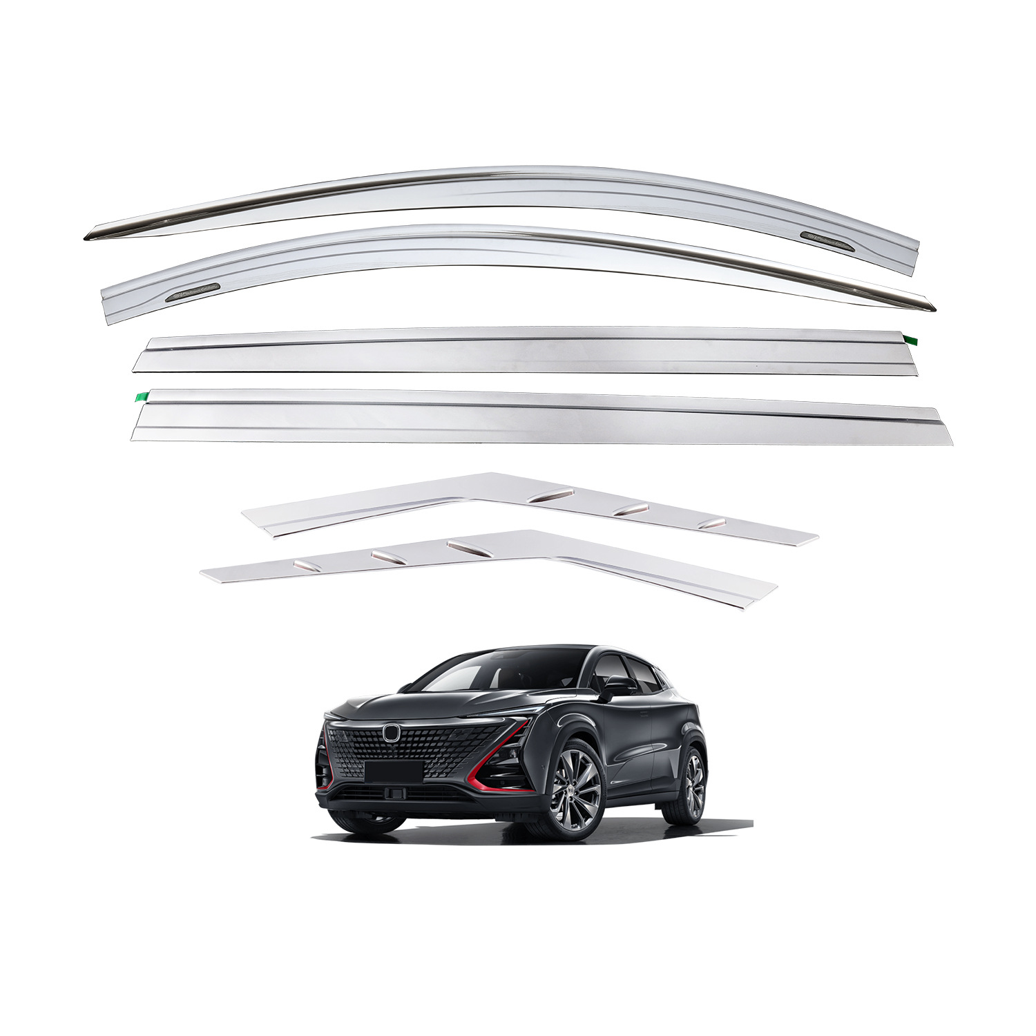Window Rain Visors and Shield Set with Stainless Steel Trim for CHANGAN UNI-T 2020-Present - Image 5
