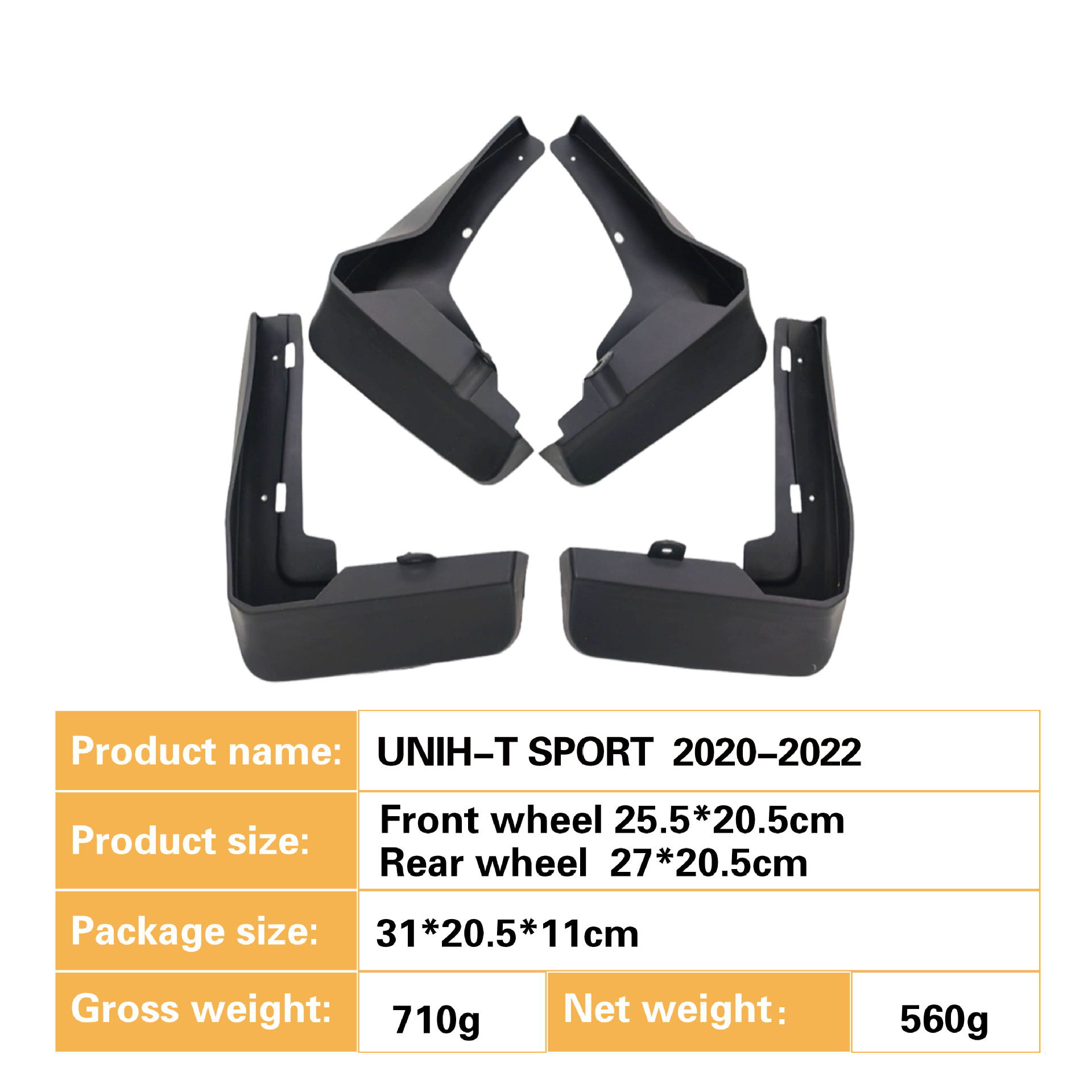 Car Mudguard Mud Flaps Set for CHANGAN UNI-T SPORT (2020-2022) Front and Rear - Image 2