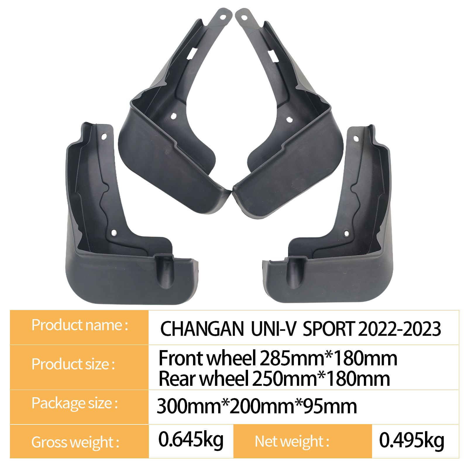 Front and Rear Car Mud Guards Mudguards Set for CHANGAN UNI-V SPORT 2022-2023 - Image 2