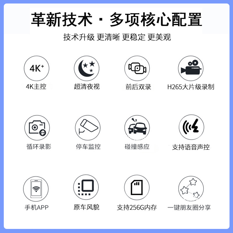 4K Ultra-HD Dash Cam Dual Lens WiFi Driving Recorder for Changan LUMIN UNI CS95 CS75 CS55 - Image 4