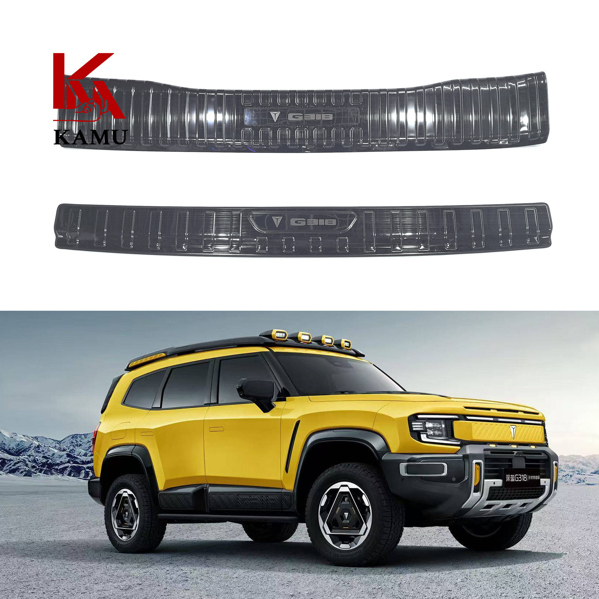 DEEPAL G318 Stainless Steel Rear Bumper Guard Trunk Sill Protector - Black Titanium - Image 2