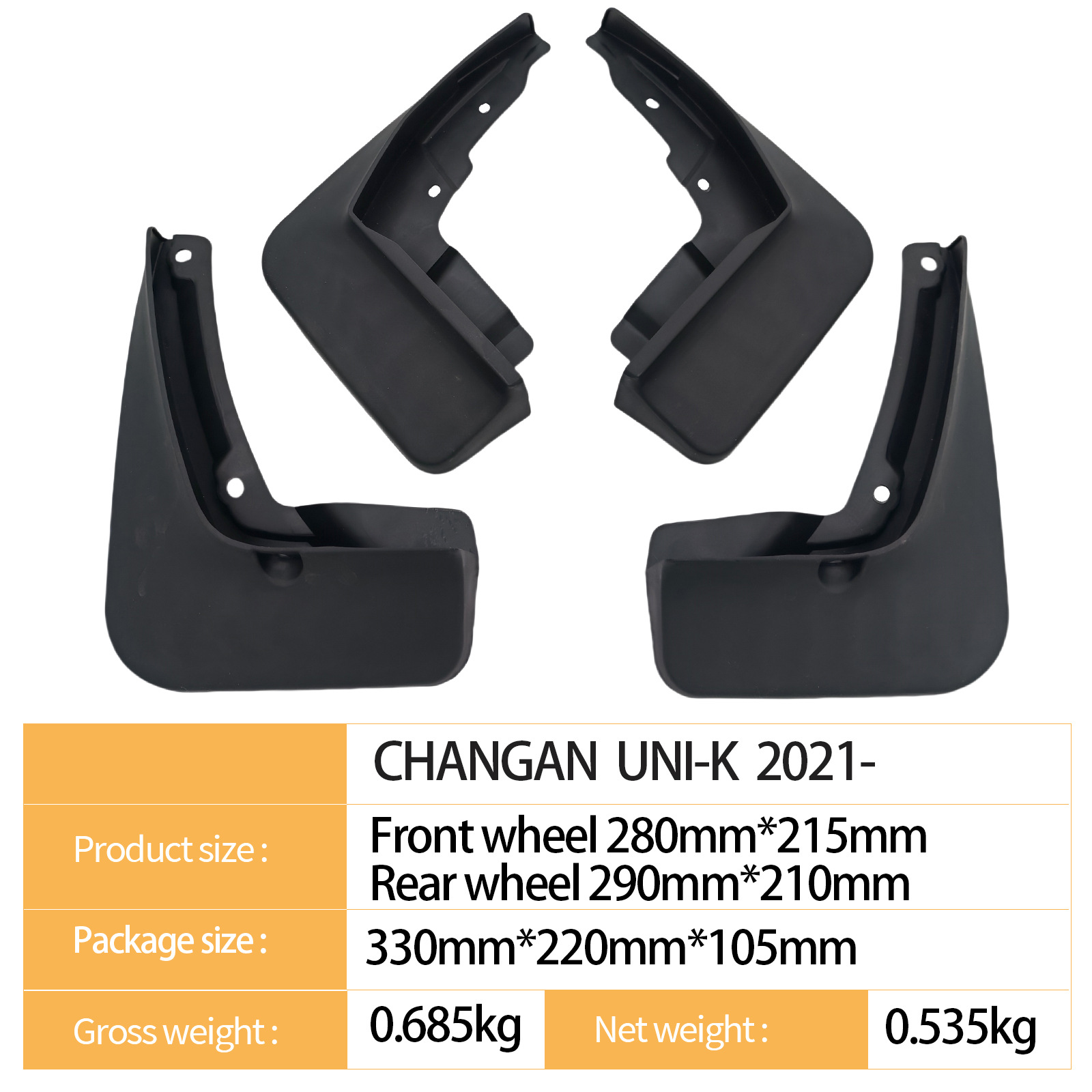 Black Tire Mud Flaps Fender Set for CHANGAN UNI-K 2021-Present - Image 2