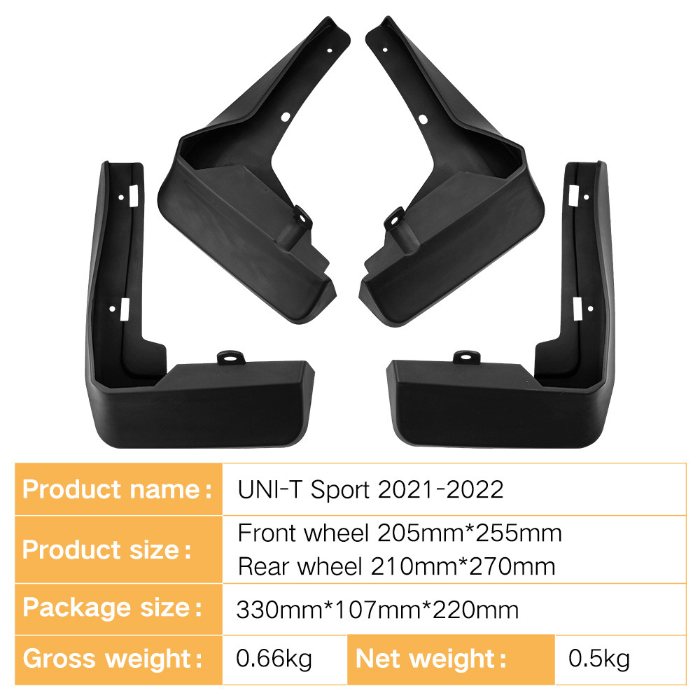 Front and Rear Mud Guards Set for CHANGAN UNI-T Sport 2021-2022 - Image 2