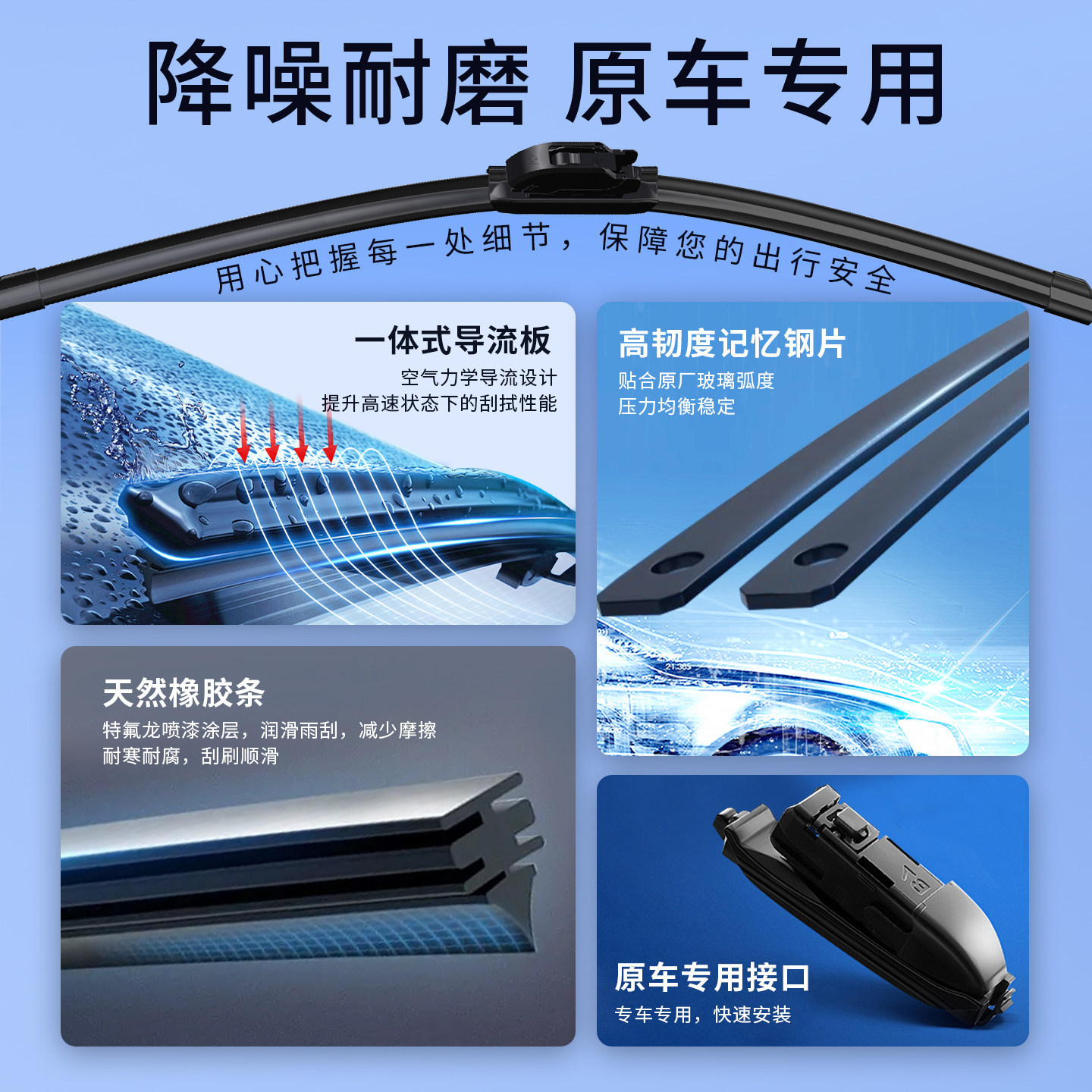 Frameless Silent U-Type Wiper Blade Set for CHANGAN CS75 PLUS, CS55, CS35, Eado, and OSHAN X5 - Image 3