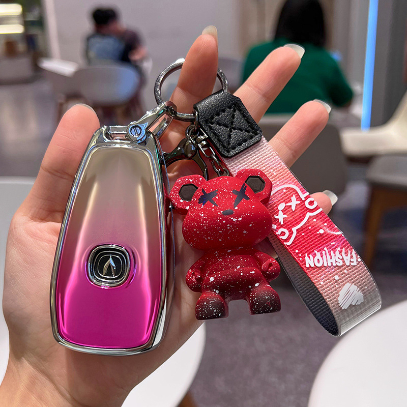Protective Key Fob Case with Blue Bear Charm for CHANGAN CS75 PLUS CS55 CS35 EADO UNI-T RUICHENG OSHAN X7 X5 - Image 4