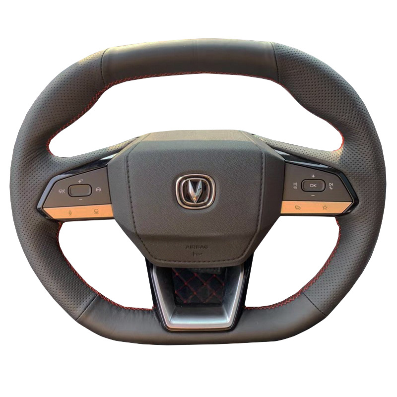 Custom Hand-Stitched Leather Steering Wheel Cover for CHANGAN CS55 PLUS, UNI-V, and NEVO Q05 - Image 5