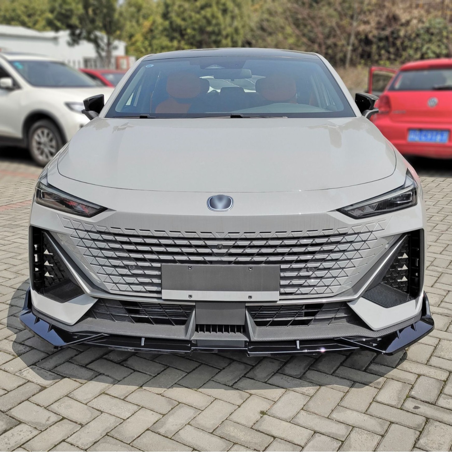 Front Bumper Lip Spoiler and Corner Protectors for 2022 CHANGAN UNI-V, Carbon Fiber Style - Image 4