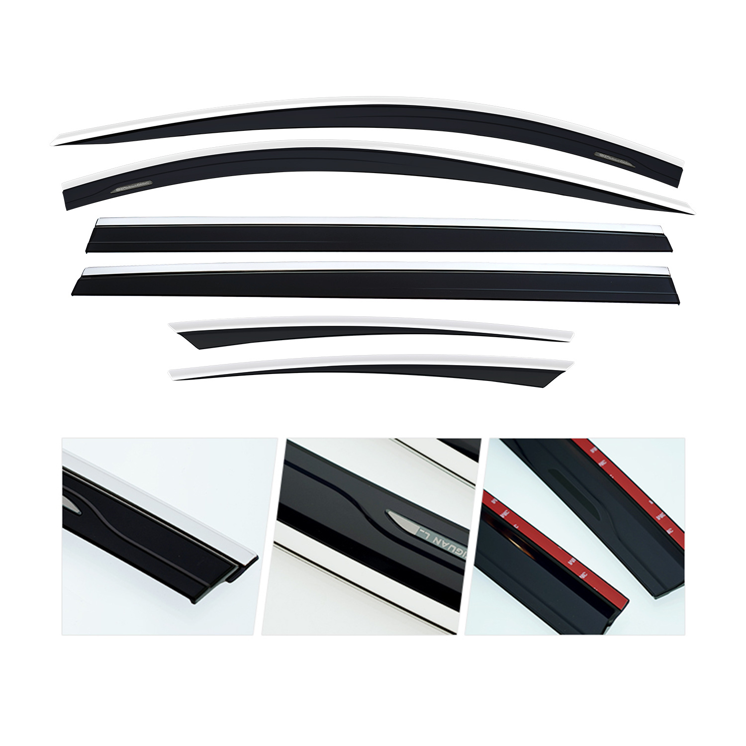 Window Visors Rain Guard Set for CHANGAN UNI-K (2021-Present) with Stainless Steel Trim, 6-Piece Set - Image 4
