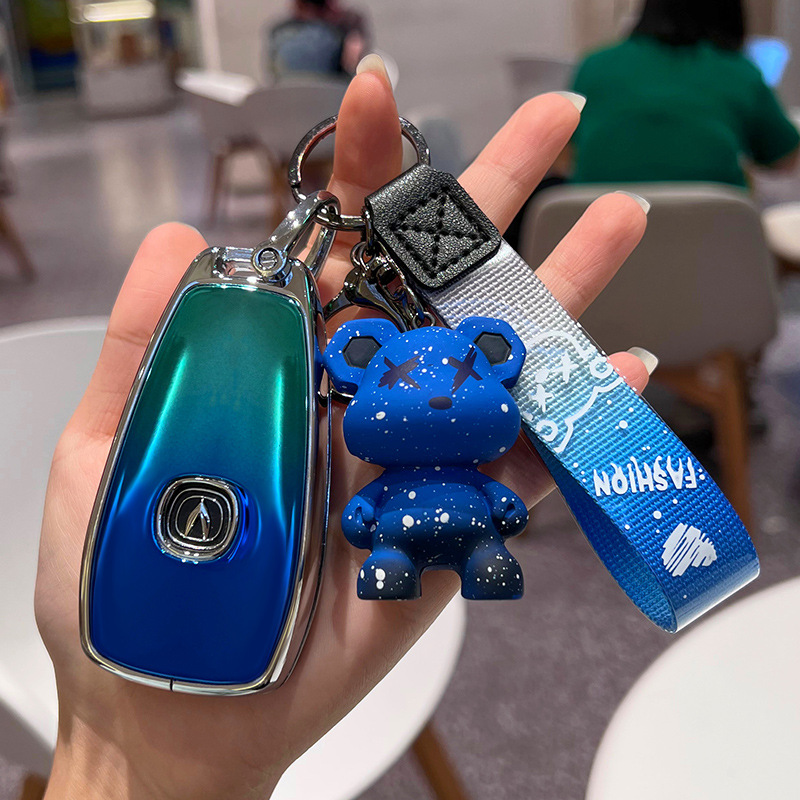 Protective Key Fob Case with Blue Bear Charm for CHANGAN CS75 PLUS CS55 CS35 EADO UNI-T RUICHENG OSHAN X7 X5 - Image 2