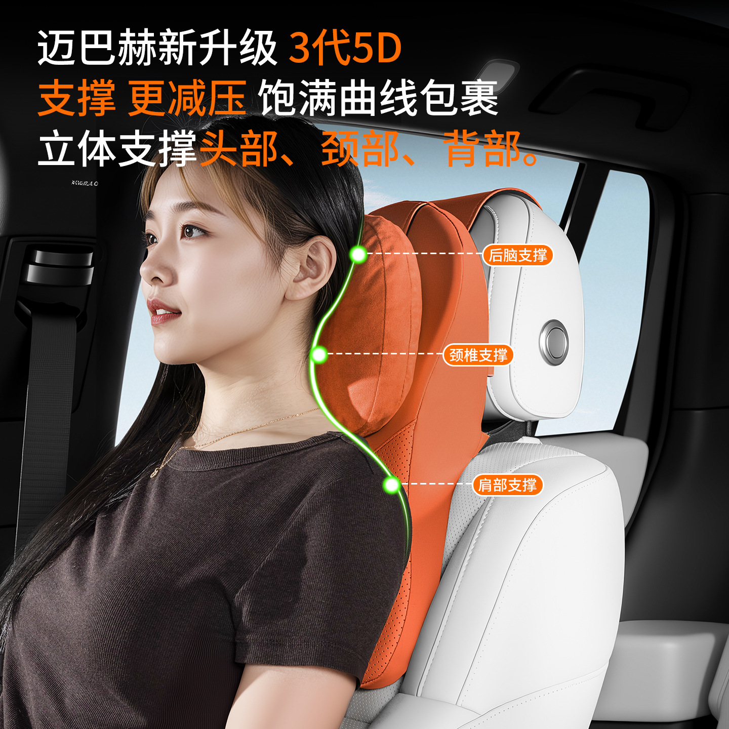 Adjustable Leather Car Headrest and Lumbar Support Set for DEEPAL S07 SL03 S05 L07 - Image 2