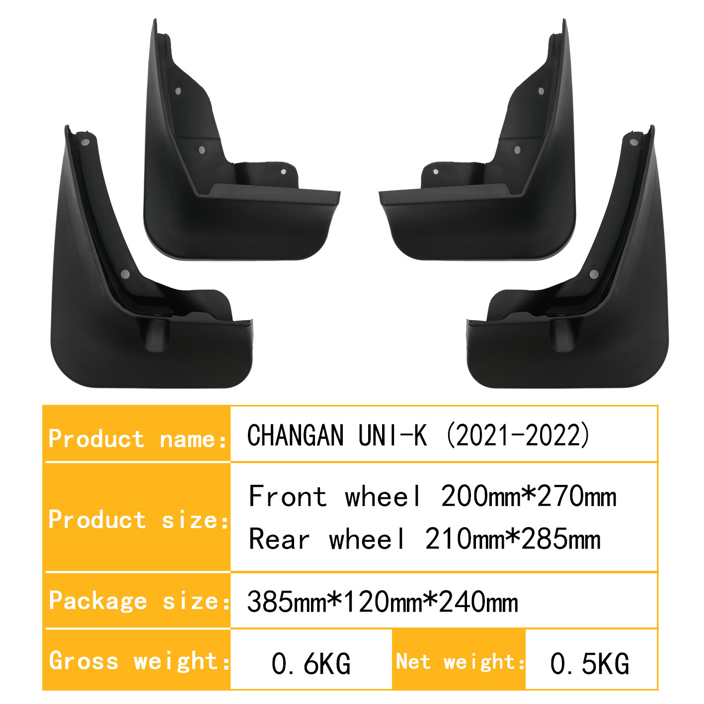 Soft Plastic Mud Guards Set for CHANGAN UNI-K 2021-2023 - Image 3