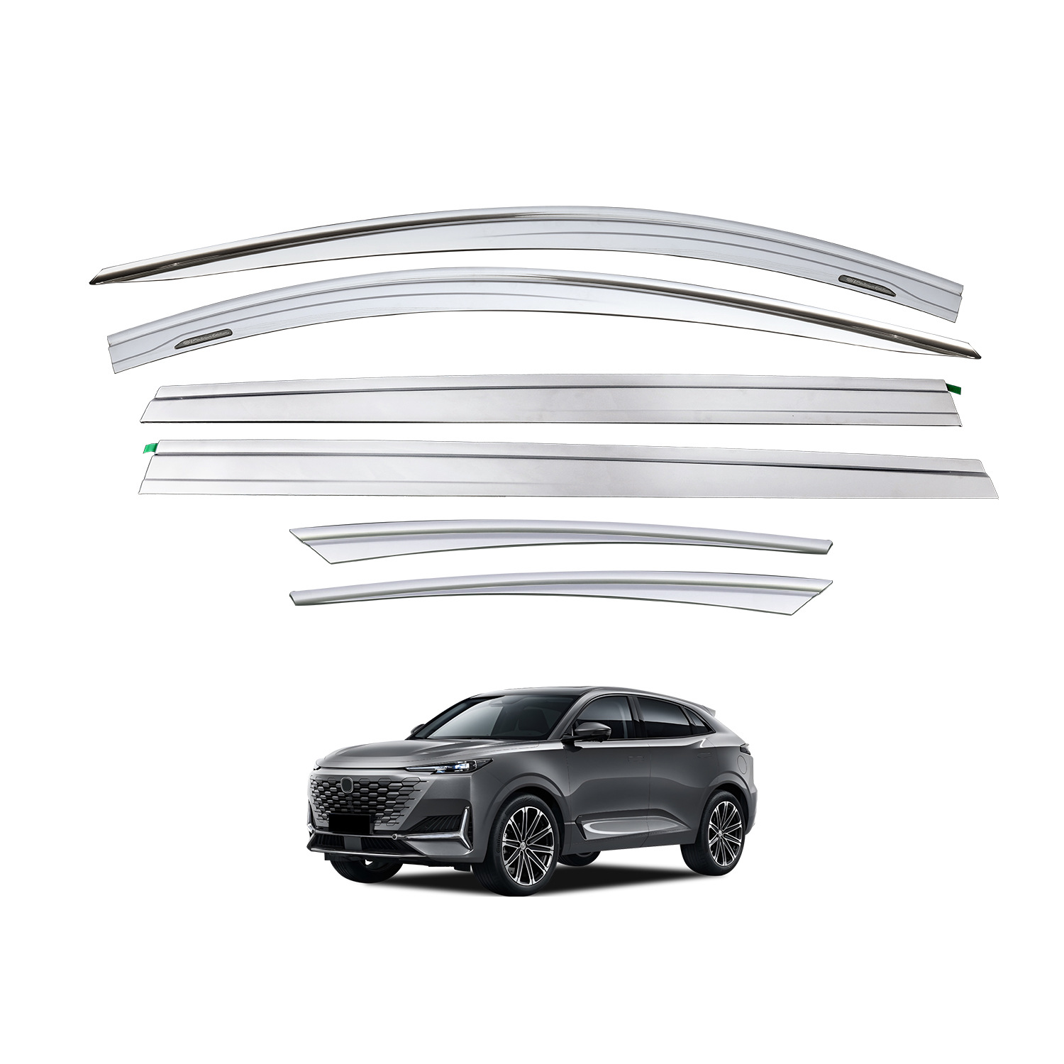 Window Visors Rain Guard Set for CHANGAN UNI-K (2021-Present) with Stainless Steel Trim, 6-Piece Set - Image 5