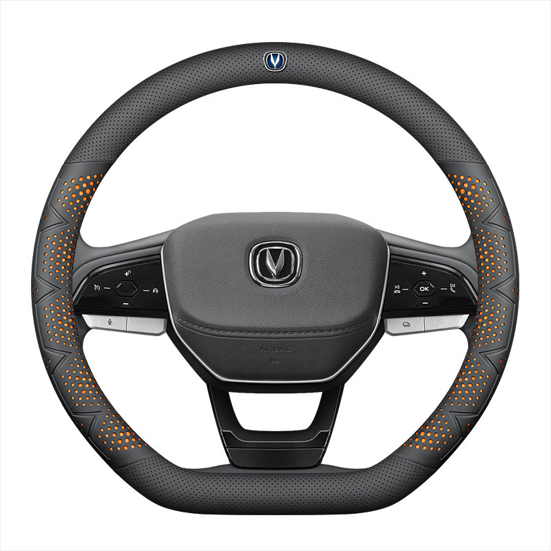 Genuine Leather Steering Wheel Cover for Changan CS75 PLUS, CS55, UNI-V, UNI-K, and CS35 - Image 5