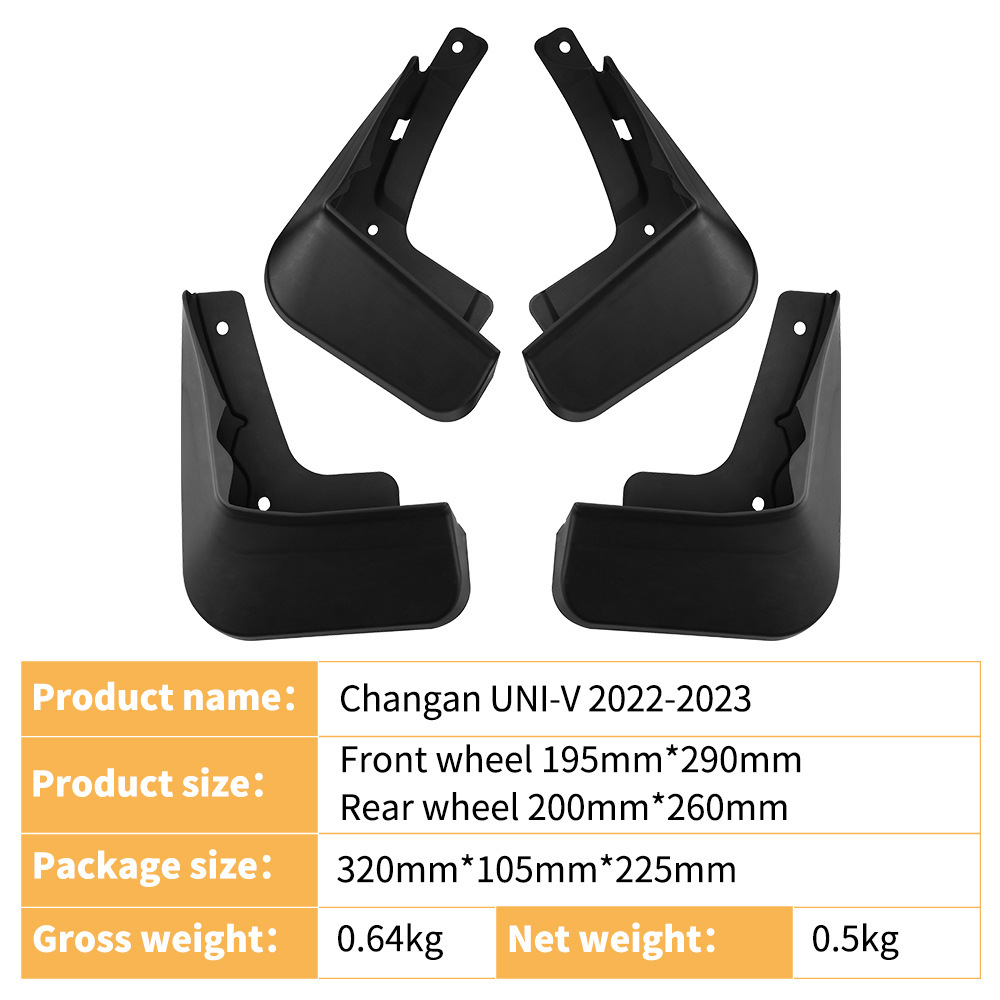 Front and Rear Mud Flaps Set for 2022-2023 CHANGAN UNI-V Soft PP Plastic Mudguards - Image 2