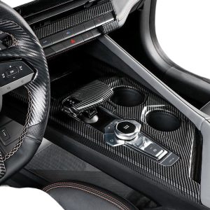 Interior Gear Shift Frame and Center Console Cup Holder Panel Trim Carbon Fiber Pattern for CHANGAN UNI-V