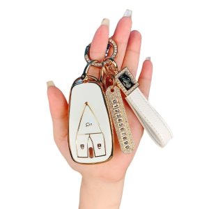Gold-Edge TPU Key Fob Cover for CHANGAN CS55 PLUS UNI-T CS75 PLUS OSHAN X7 UNIK
