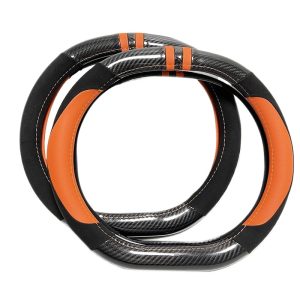 Double D-Type Steering Wheel Cover Suede Carbon Fiber Leather for CHANGAN UNI-V / UNI-K