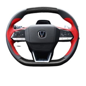 Hand-Stitched Leather and Carbon Fiber Steering Wheel Cover for CHANGAN UNI-V UNI-T UNI-K CS55 PLUS