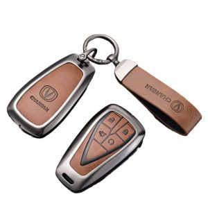 Metal Car Key Case Cover with Keychain for CHANGAN CS35 PLUS, UNI-K, CS55, and CS75 PLUS