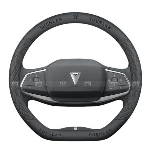 Custom Nappa Leather Steering Wheel Cover for DEEPAL G318, D-Type 38cm Ultra-Thin 3D Heated Pressing Ivory White