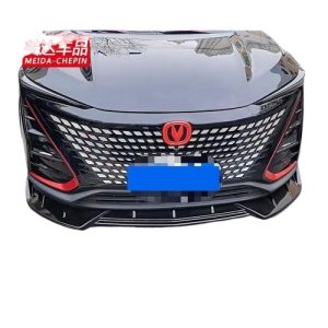 Front Bumper Lip Spoiler Chin Shovel Trim Carbon Fiber Style Red Edge for CHANGAN UNI-T 2020-2021