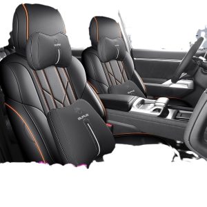 Full Coverage Custom Leather Car Seat Covers for DEEPAL G318 2024 (Luxury Black/Orange)