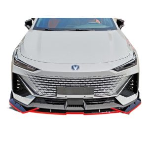 Front Bumper Lip Spoiler and Corner Protectors for 2022 CHANGAN UNI-V, Carbon Fiber Style