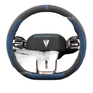 D-Shape Suede Steering Wheel Cover for DEEPAL G318 Ultra-Thin Non-Slip Black and Pink