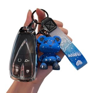 Protective Key Fob Case with Blue Bear Charm for CHANGAN CS75 PLUS CS55 CS35 EADO UNI-T RUICHENG OSHAN X7 X5