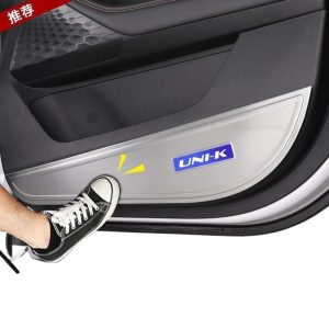 Stainless Steel Door Anti-Kick Panel Guards for CHANGAN UNI-K - Black Titanium with Blue Logo